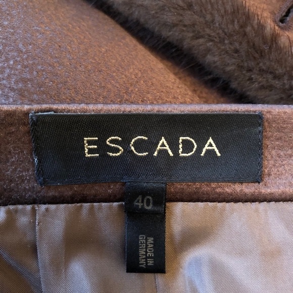 Escada Mink Trim Chocolate Brown Skirt Suit 8 - Picture 7 of 10
